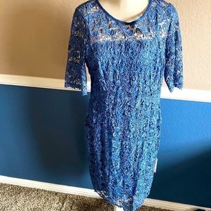 𝅺fitted Blue Lace Cocktail Dress 12